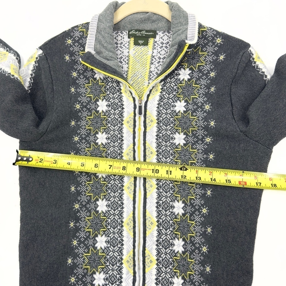 Eddie Bauer Sweater Jacket Womens Medium Fair Isle Nordic Ski Lodge Warm Soft - Picture 7 of 9